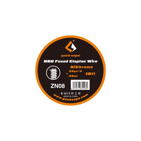 GEEK VAPE - N80 Fused Clapton Wire NiChrome 28ga*3+36ga - 10ft - ZN08