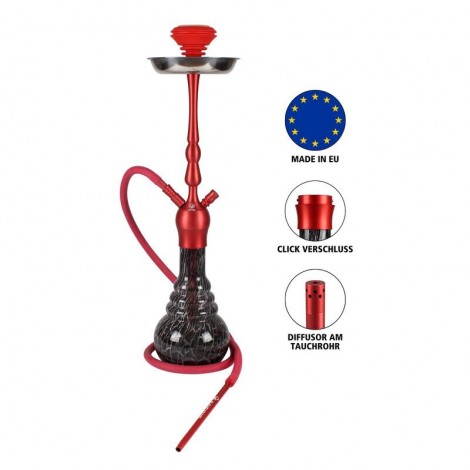 Chakra 2 Schlauch Aluminium Shisha Rot (Shisha SET)